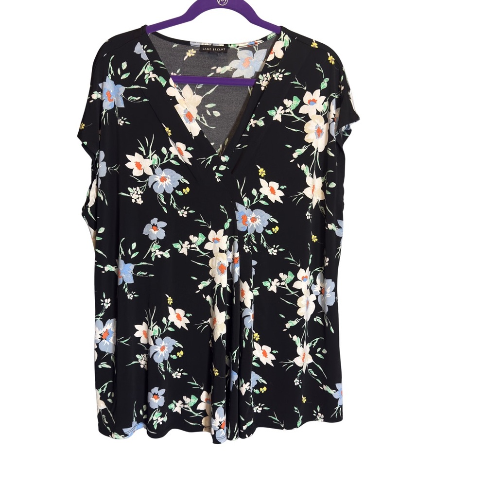 Lane Bryant Black Floral Blouse (0359)